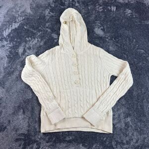 Polo Jeans Ralph Lauren 1967 Cable Knit Hoodie Pullover Sweater Cream L *Read